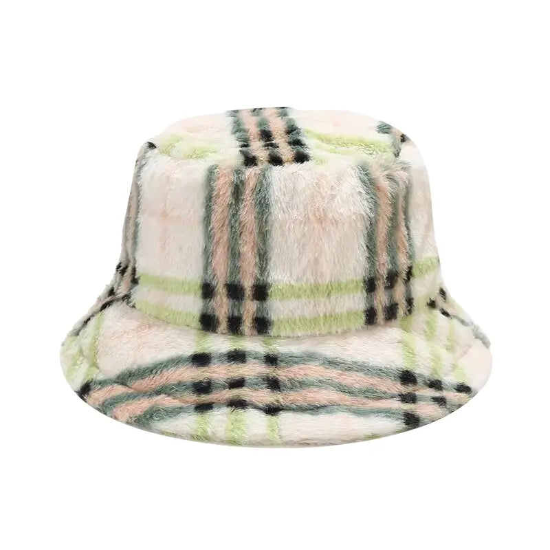 Taylor Fur Plaid Bucket Hat - Classic Plaid Fur Texture With Casual Silhouette Style