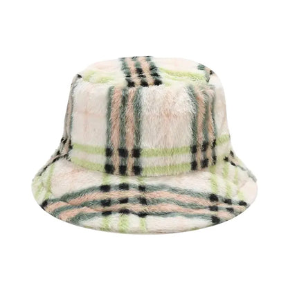 Taylor Fur Plaid Bucket Hat - Classic Plaid Fur Texture With Casual Silhouette Style