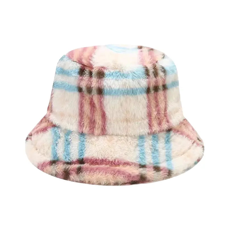 Taylor Fur Plaid Bucket Hat - Classic Plaid Fur Texture With Casual Silhouette Style