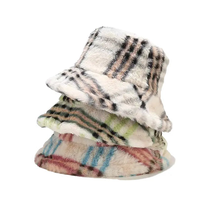 Taylor Fur Plaid Bucket Hat - Classic Plaid Fur Texture With Casual Silhouette Style