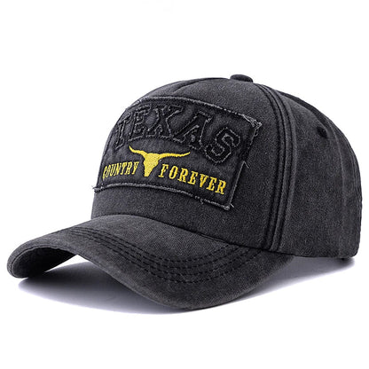 Texas Country Forever Washed Cotton Baseball Cap - Casual Cotton Cap For Classic Style