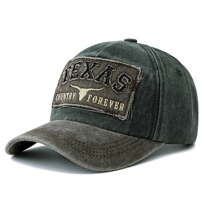Texas Country Forever Washed Cotton Baseball Cap - Casual Cotton Cap For Classic Style
