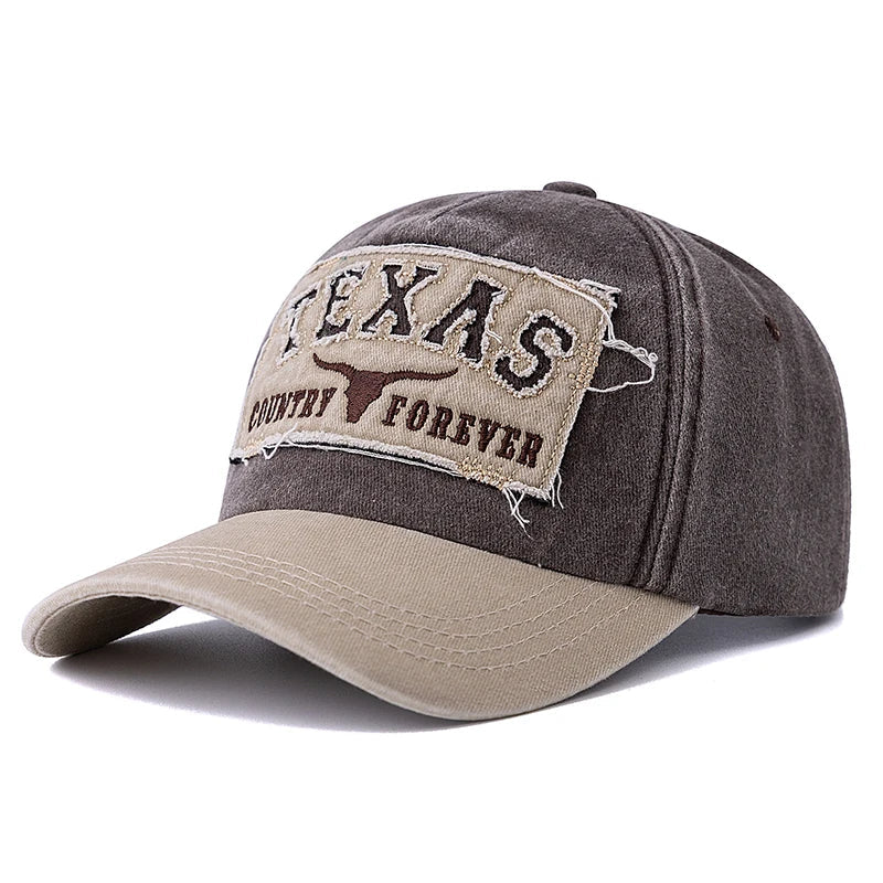 Texas Country Forever Washed Cotton Baseball Cap - Casual Cotton Cap For Classic Style