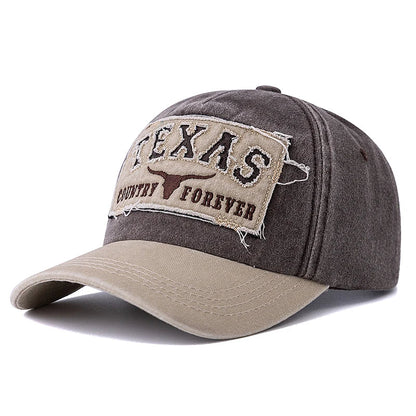 Texas Country Forever Washed Cotton Baseball Cap - Casual Cotton Cap For Classic Style