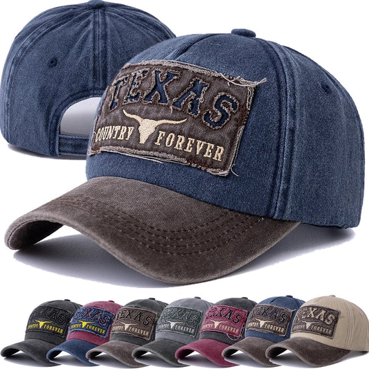 Texas Country Forever Washed Cotton Baseball Cap - Casual Cotton Cap For Classic Style