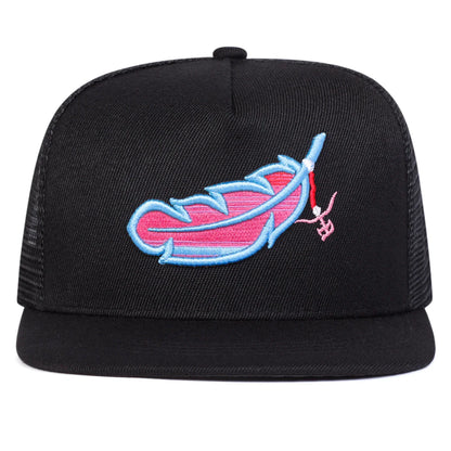 Feathered Outlaw Trucker Snapback Cap - Embroidered Details For A Rugged Trucker Look