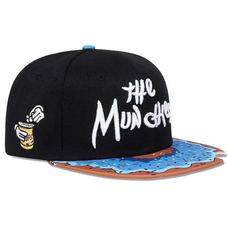 The Munchies Bitten Donut Snapback Cap - Casual Street Cap With A Playful Bitten Visor