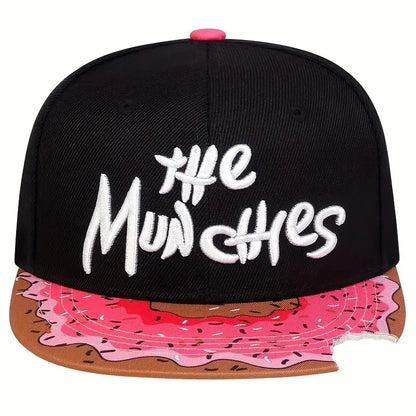 The Munchies Bitten Donut Snapback Cap - Casual Street Cap With A Playful Bitten Visor