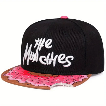 The Munchies Bitten Donut Snapback Cap - Casual Street Cap With A Playful Bitten Visor