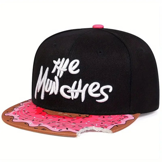 The Munchies Bitten Donut Snapback Cap - Casual Street Cap With A Playful Bitten Visor