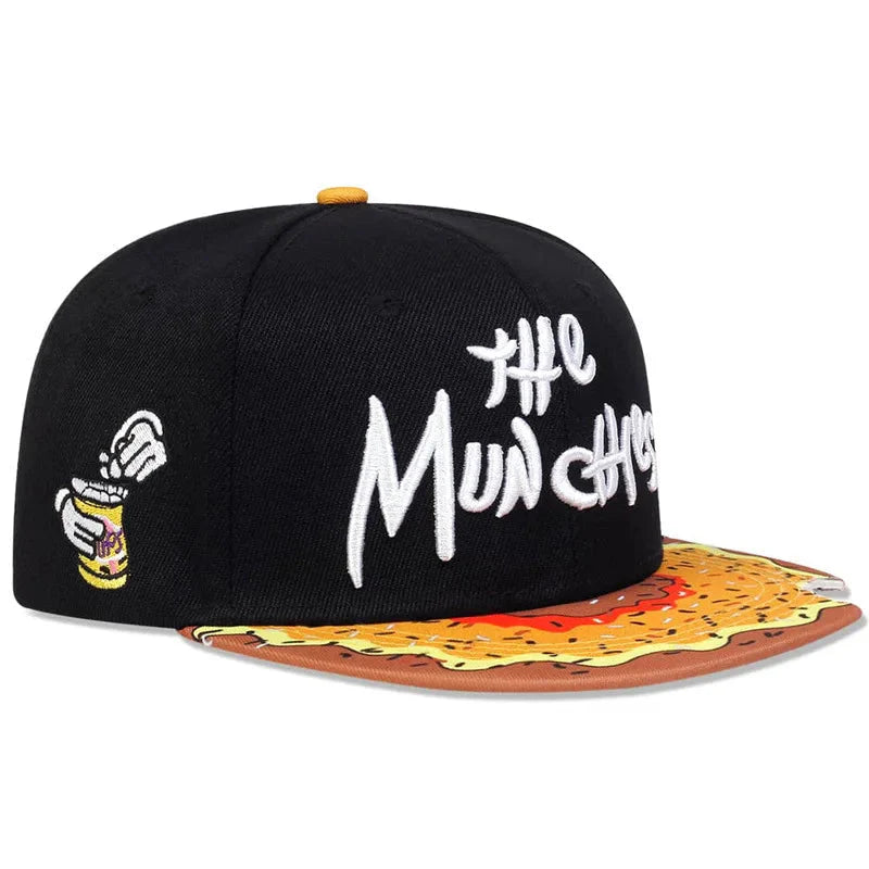The Munchies Bitten Donut Snapback Cap - Casual Street Cap With A Playful Bitten Visor