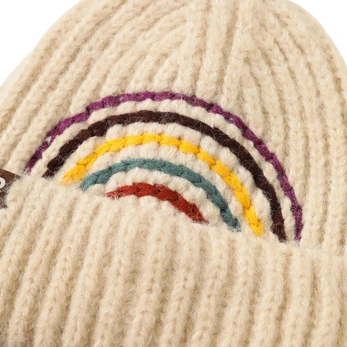 The Rainbow Winter Knitted Beanie - Warm Knit Beanie With Rainbow Logo For Cold Weather