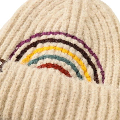 The Rainbow Winter Knitted Beanie - Warm Knit Beanie With Rainbow Logo For Cold Weather