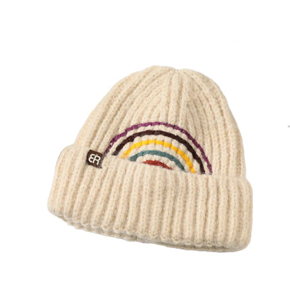 The Rainbow Winter Knitted Beanie - Warm Knit Beanie With Rainbow Logo For Cold Weather