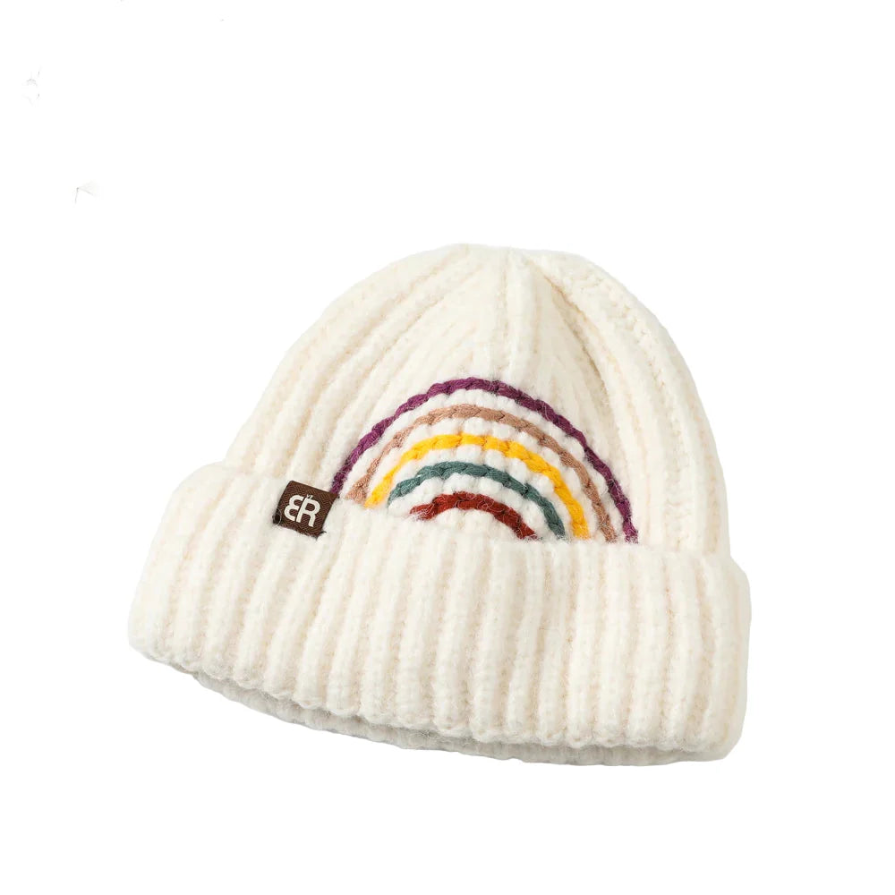 The Rainbow Winter Knitted Beanie - Warm Knit Beanie With Rainbow Logo For Cold Weather