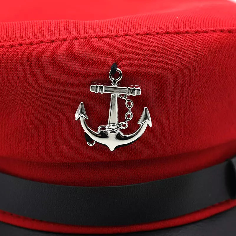 Anchor Cotton Sailor Cap – Classic Captain Hat with Leather Brim