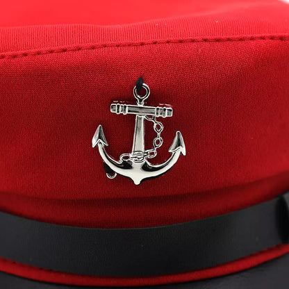 Anchor Cotton Sailor Cap – Classic Captain Hat with Leather Brim
