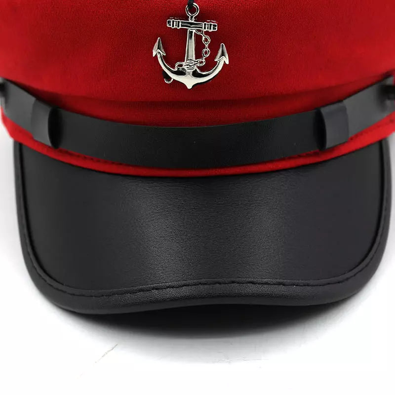 Anchor Cotton Sailor Cap – Classic Captain Hat with Leather Brim