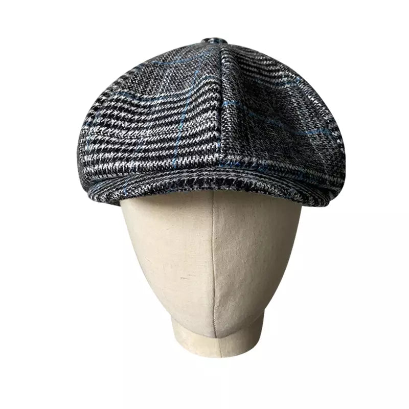 Touraine Plaid Wool Newsboy Cap - Classic Plaid Wool Cap For Casual Style For All Seasons