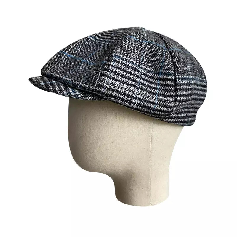 Touraine Plaid Wool Newsboy Cap - Classic Plaid Wool Cap For Casual Style For All Seasons