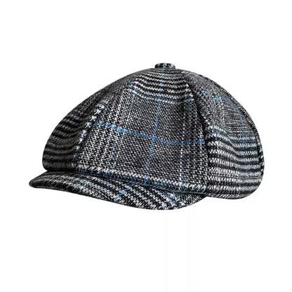 Touraine Plaid Wool Newsboy Cap - Classic Plaid Wool Cap For Casual Style For All Seasons