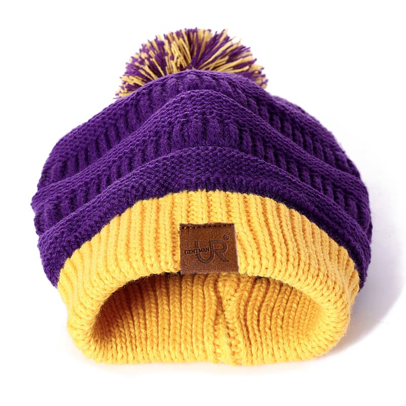 UR Bicolor Knitted Pompom Beanie - Urban Caps