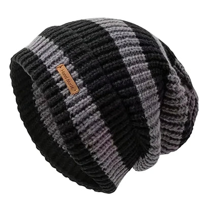 Urban Striped Knitted Beanie Handmade - Urban Caps