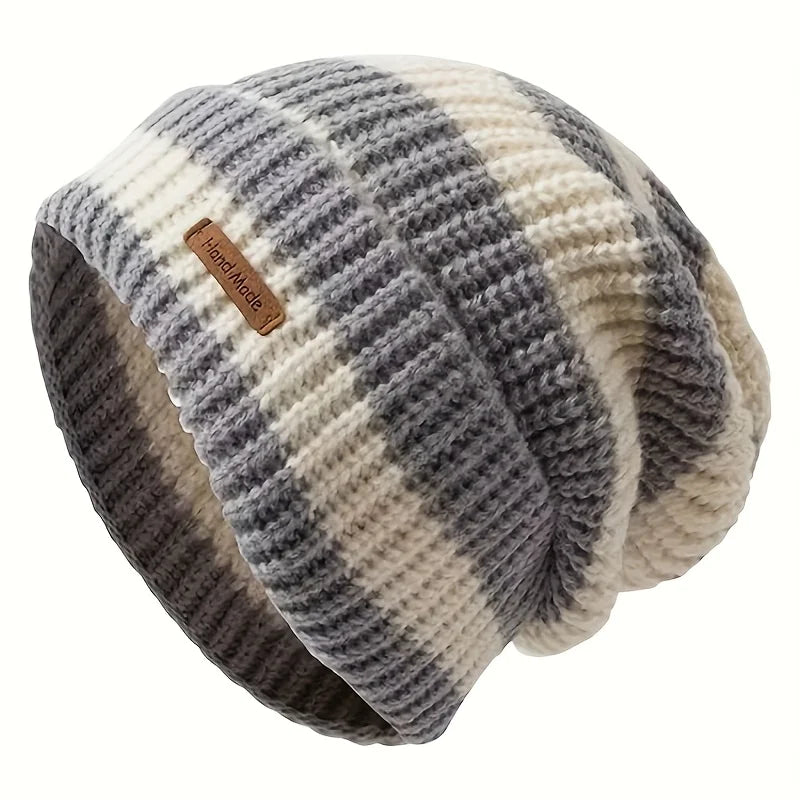Urban Striped Knitted Beanie Handmade - Urban Caps