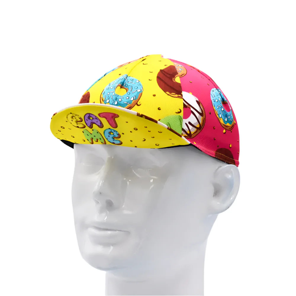 Vintage Donuts Cycling Cap Lightweight Acrylic Retro Pattern For Bike Helmets