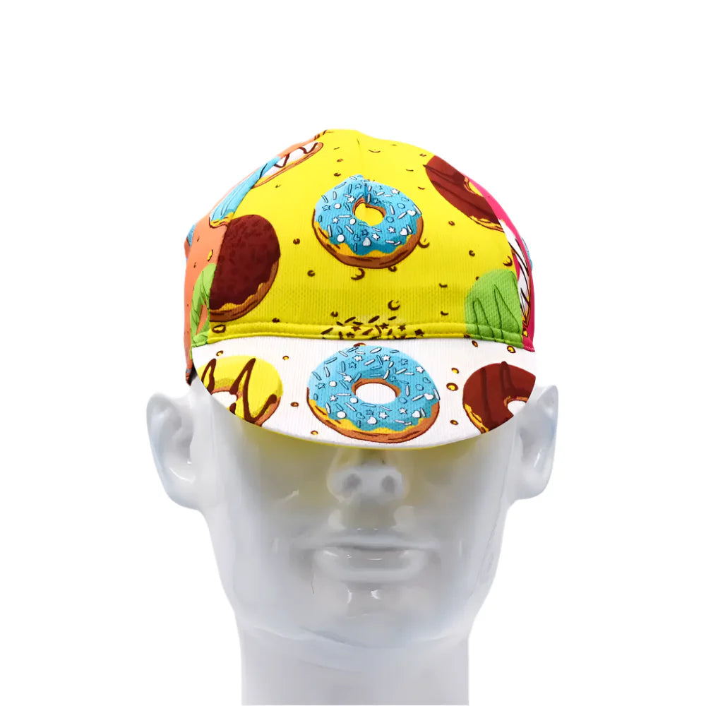 Vintage Donuts Cycling Cap Lightweight Acrylic Retro Pattern For Bike Helmets