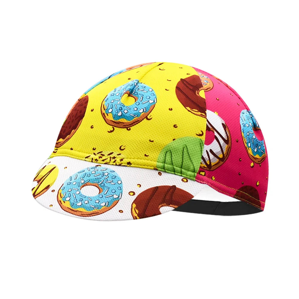 Vintage Donuts Cycling Cap Lightweight Acrylic Retro Pattern For Bike Helmets