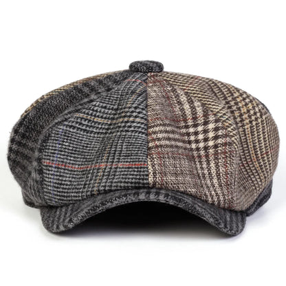Vittorio Patchwork Tartan Newsboy Cap - Casual, Versatile Hat With Patchwork Texture