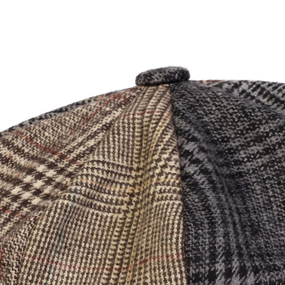Vittorio Patchwork Tartan Newsboy Cap - Casual, Versatile Hat With Patchwork Texture