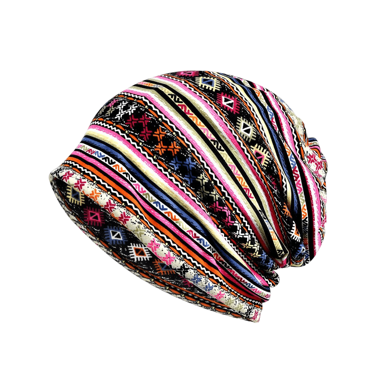 bohemian-cotton-elastic-winter-hat-striped
