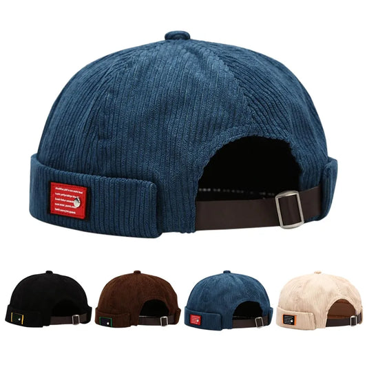 W&W Corduroy Docker Cap – Adjustable Brimless Fisherman Hat