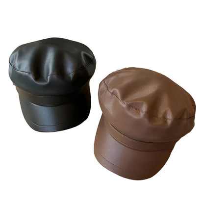 Waldman Leather Sailor Cap - Nautical Style With Vegan Leather For Classic Maritime Look