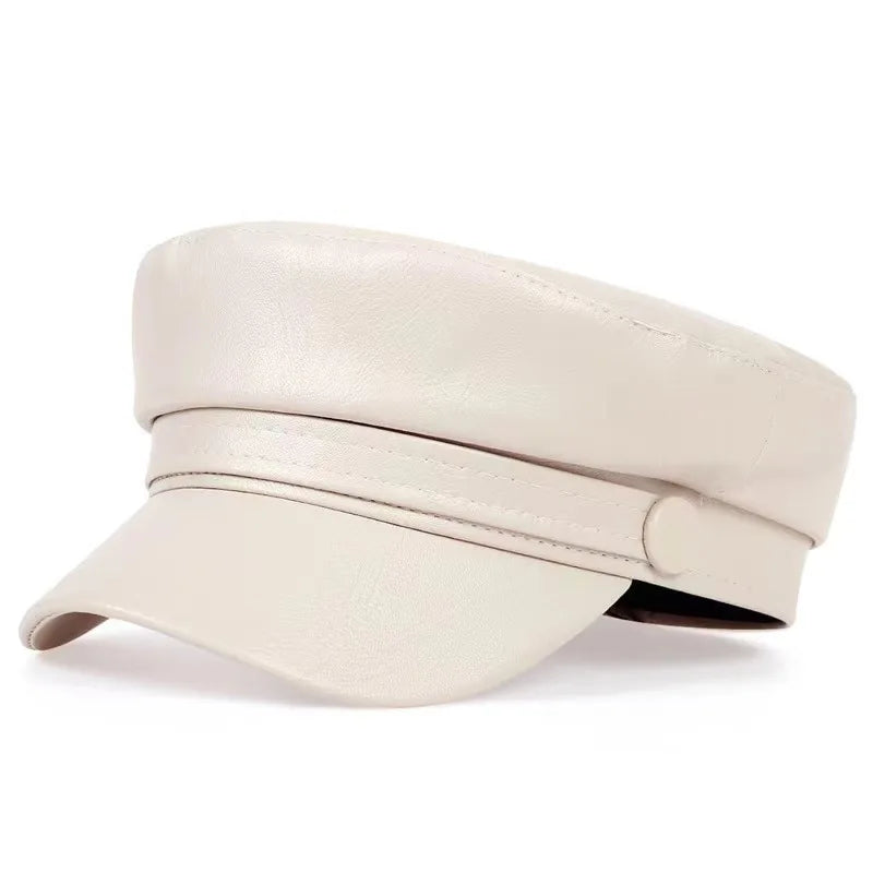 Waldman Leather Sailor Cap - Nautical Style With Vegan Leather For Classic Maritime Look