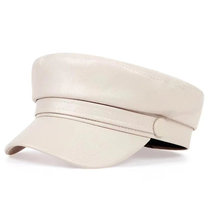 Waldman Leather Sailor Cap - Nautical Style With Vegan Leather For Classic Maritime Look