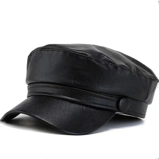 Waldman Leather Sailor Cap - Nautical Style With Vegan Leather For Classic Maritime Look