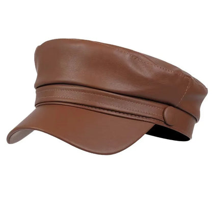 Waldman Leather Sailor Cap - Nautical Style With Vegan Leather For Classic Maritime Look