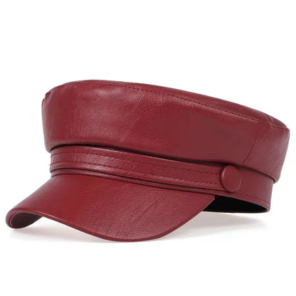 Waldman Leather Sailor Cap - Nautical Style With Vegan Leather For Classic Maritime Look