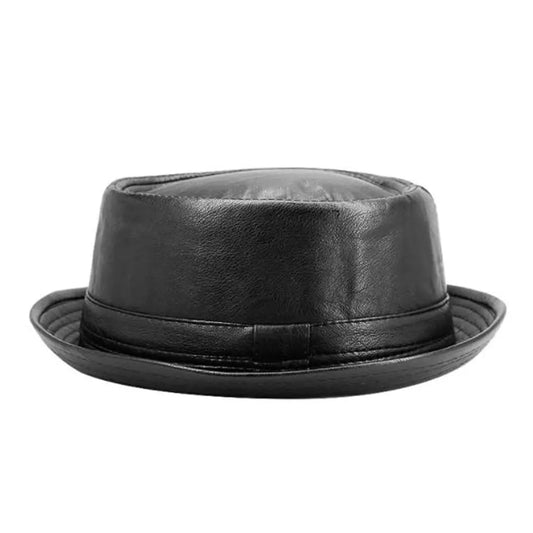 Walt Vintage Leather Porkpie Hat – Classic Short Brim Fedora Style
