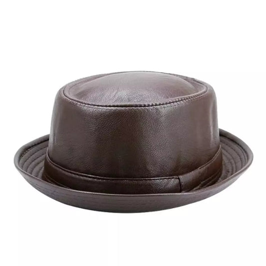 Walt Vintage Leather Porkpie Hat – Classic Short Brim Fedora Style