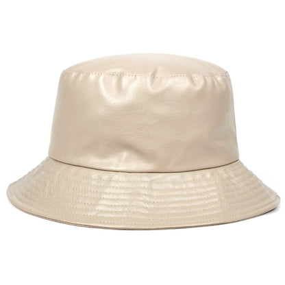 Waterproof Vegan Leather Bucket Hat – Stylish Rainproof Streetwear Hat