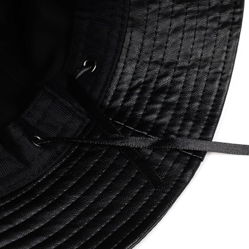 Waterproof Vegan Leather Bucket Hat – Stylish Rainproof Streetwear Hat