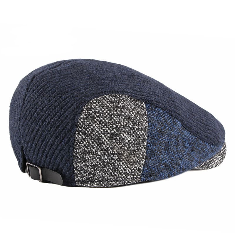 Wigston Striped Knitted Flat Cap - Striped Patchwork Design For Versatile Casual Wear
