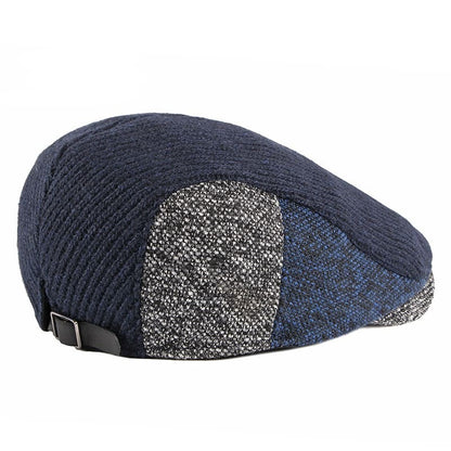 Wigston Striped Knitted Flat Cap - Striped Patchwork Design For Versatile Casual Wear
