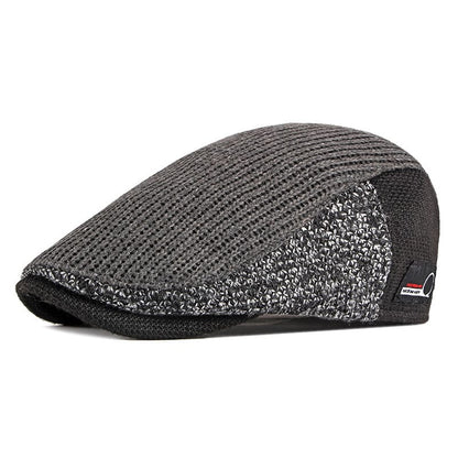 Wigston Striped Knitted Flat Cap - Striped Patchwork Design For Versatile Casual Wear