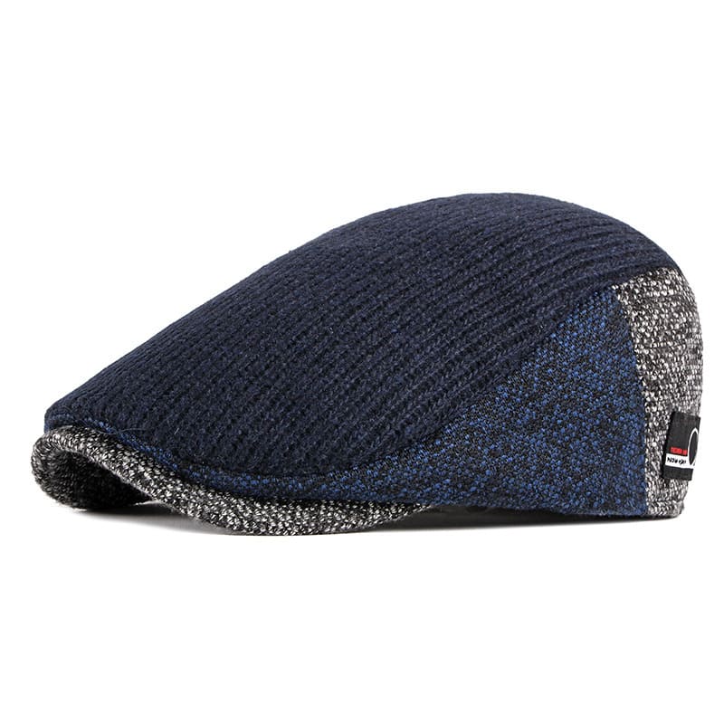 Wigston Striped Knitted Flat Cap - Striped Patchwork Design For Versatile Casual Wear