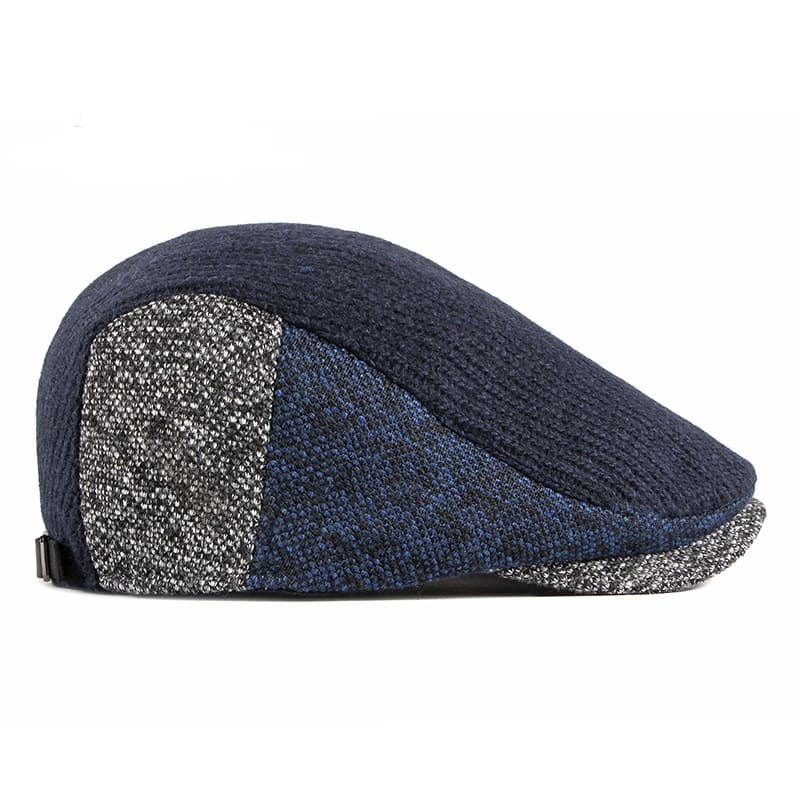 Wigston Striped Knitted Flat Cap - Striped Patchwork Design For Versatile Casual Wear